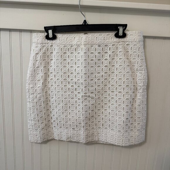 J. Crew White Eyelet Mini Skirt (Size 8) - Picture 2 of 5